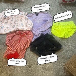 Size XS-M bundle of five Lululemon/style&co/faded glory/forever21 etc